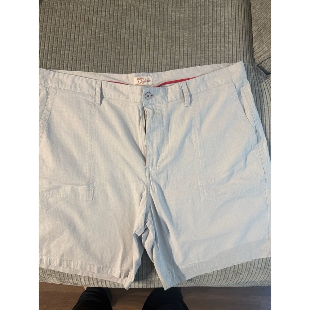 Kahala Mens Light Blue Textured Flat Front Casual Shorts Size 40 Palm Tree Logo